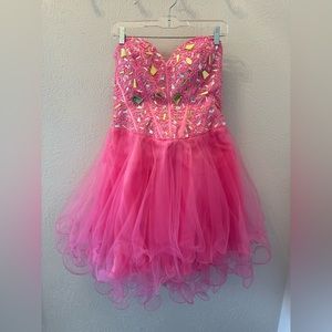 NWT Pink sequined 80s prom dress size 10